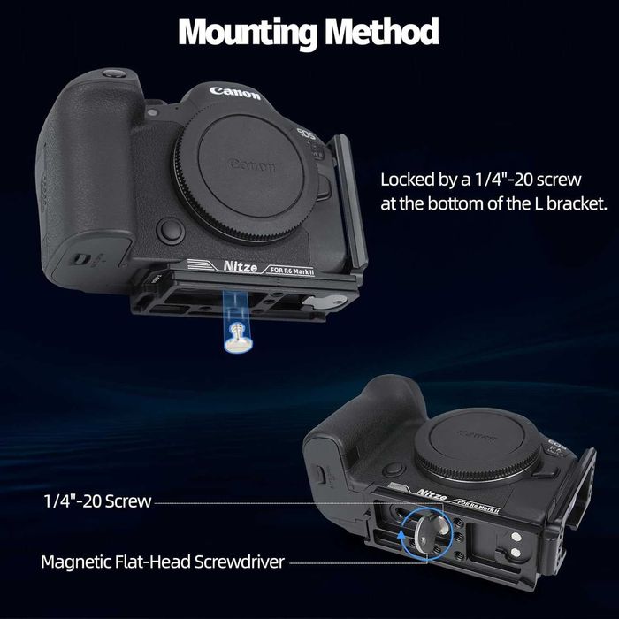 Nitze L-скоба за фотоапарати Canon R6 Mark II / R6 / R5 / R5 C