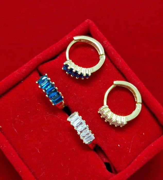 GP60, cercei placati aur 18k,incuietoare sigura, zirconii albe/tuquaz