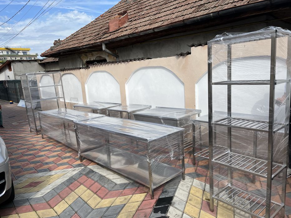 Masa inox cu polita din bara si tabla