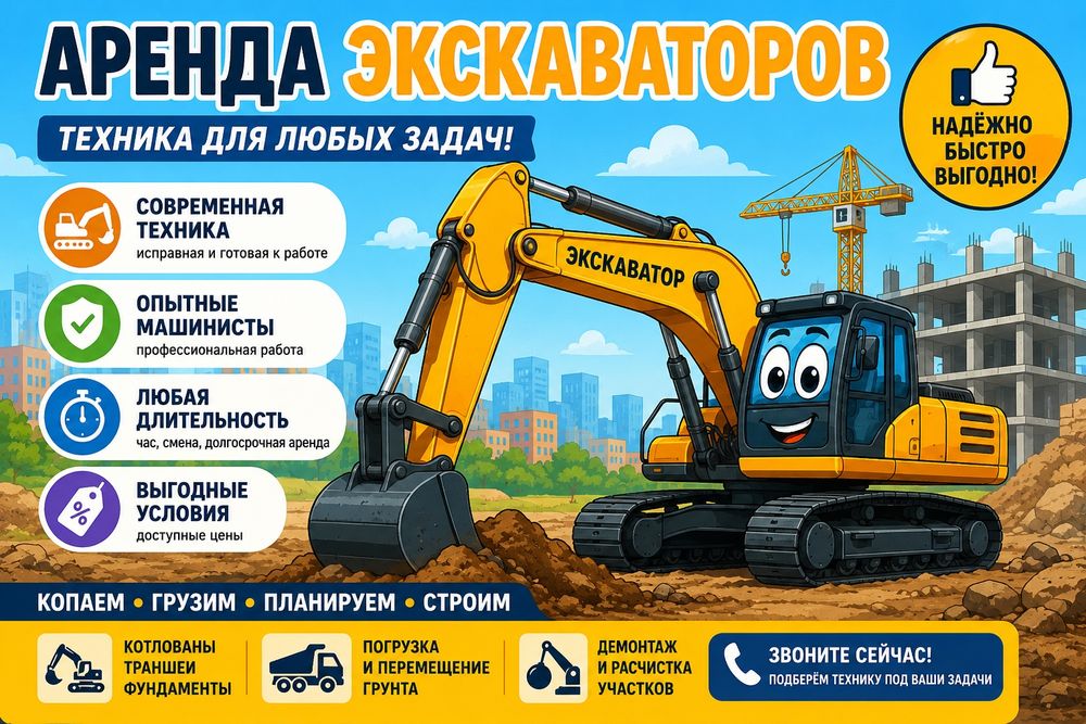 Аренда экскаваторов 1.1 и 2.2 куба