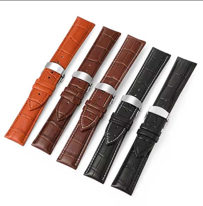 Кожена каишка за часовник тип пеперуда 20мм. 22мм. 24мм.