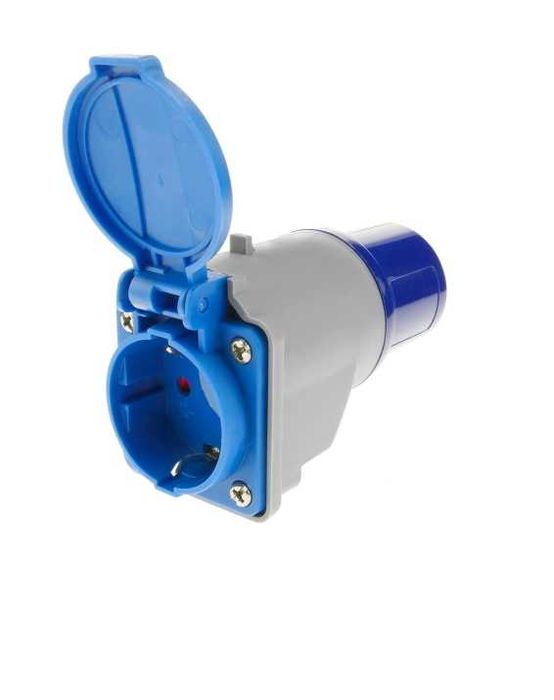 Преходник адаптер от Шуко към Еврокуплунг за кемпери каравани ремарке