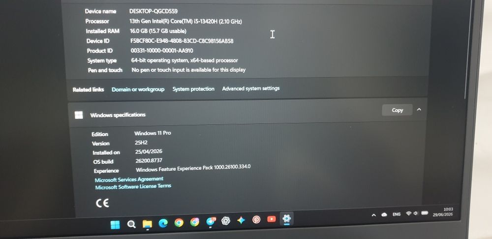 MSI Thin 15 sotiladi 16/512 gb, RTX 4050 6gb