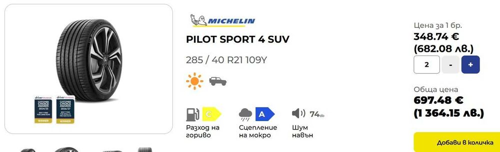 Летни Гуми Michelin / Мишелин Гуми 285/40/21  Pilot Sport 4 SUV Дот/ Dot 23