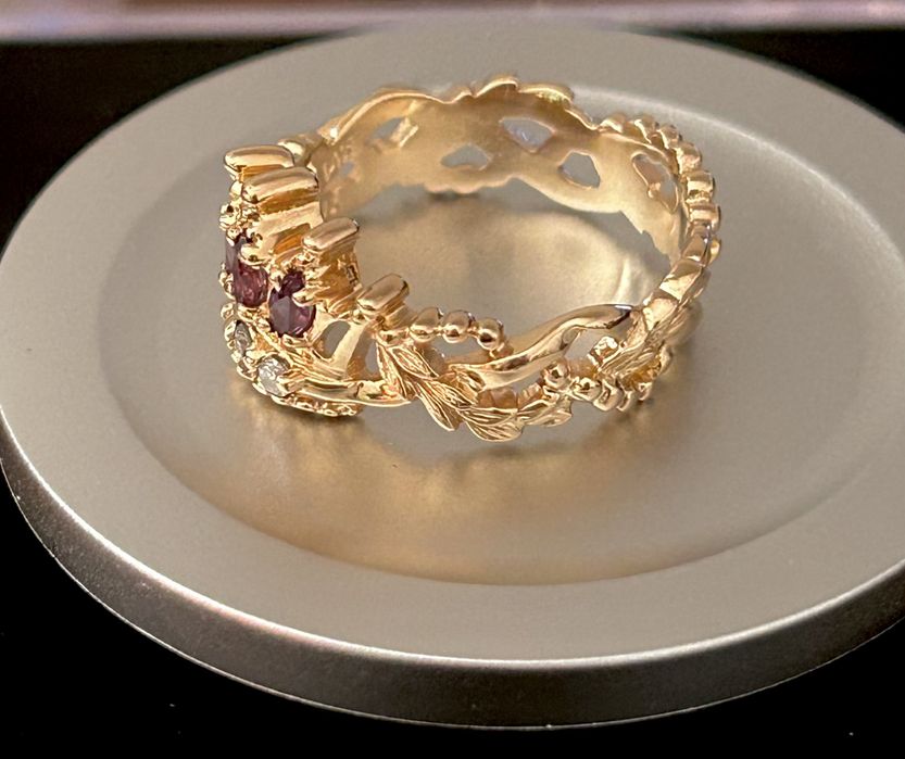 Inel Franklin Mint, aur 14K, diamante, ametiste