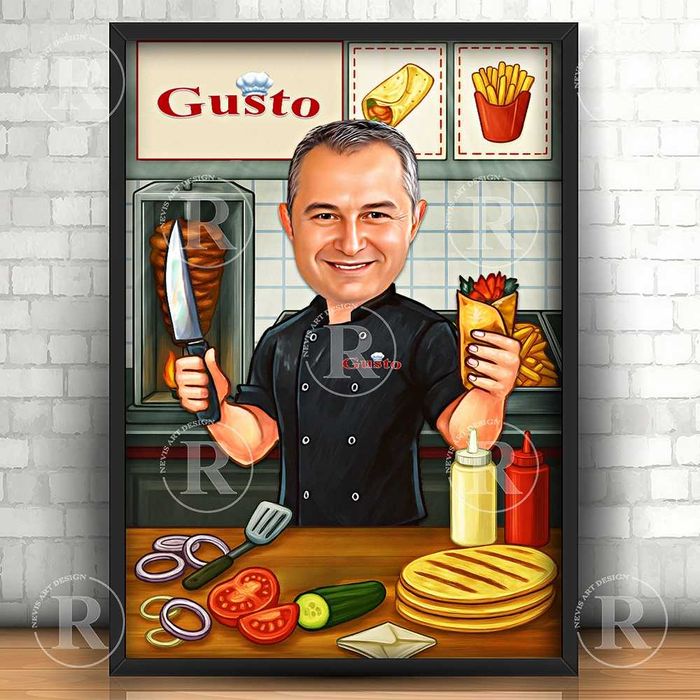 Карикатура подарък за готвач