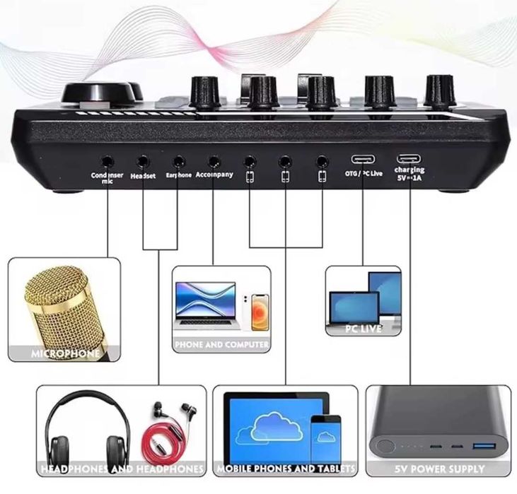 Consola DJ - Placa sunet cu efecte sunet și voce ideal Podcast Karaoke sau TikTok