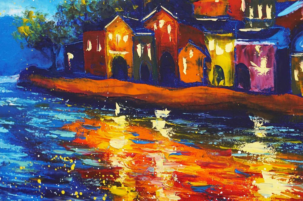 "Вълшебна нощ" Картина 70х50см, Маслена живопис с шпакла