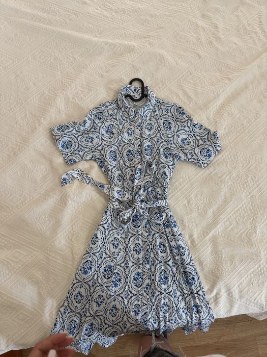 Рокля-риза с колан със завързване