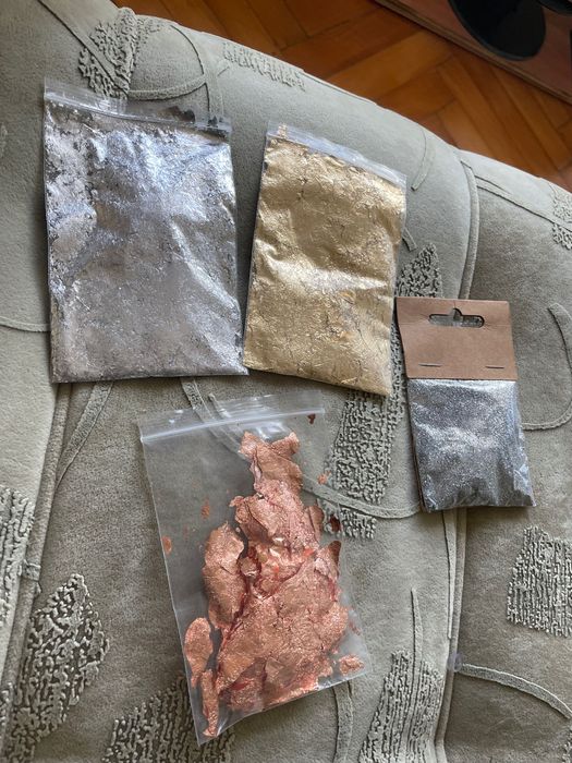 Брукат за нокти прах сребърен златен меден цвят