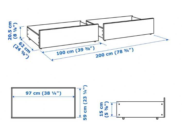 2 cutii de depozitare pentru pat MALM negre IKEA