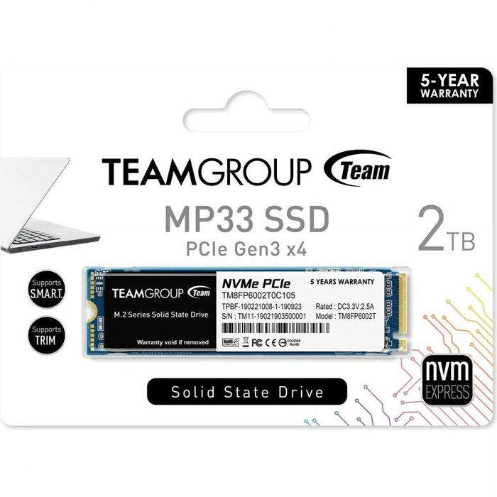 SSD 2TB TeamGroup MP33, NVMe, M.2 (2280) в ГАРАНЦИЯ
