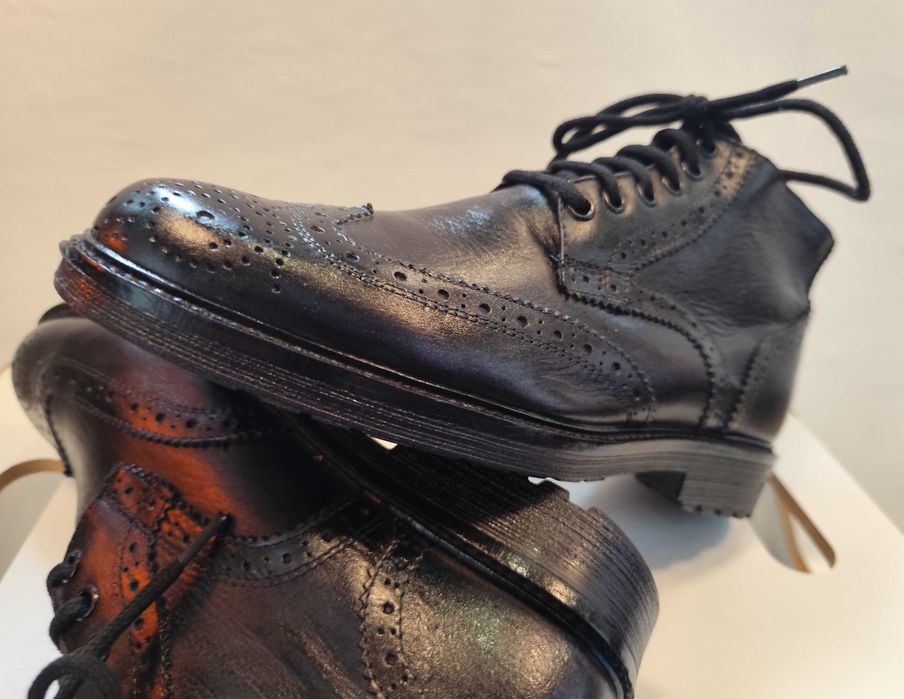 Ghete lace up brogue 40 Lav Artigianale piele naturala moale navy