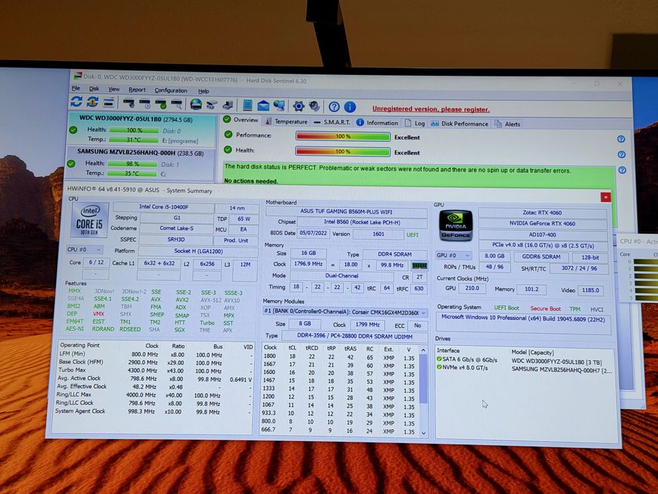 PC GAMING - RTX 4060 | i5-10400F | 16GB DDR4 | 256SSD + 3TB HDD