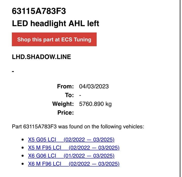 Shadowline LED Adaptive фар за BMW G05 X5 LCI / G06 X6 LCI
