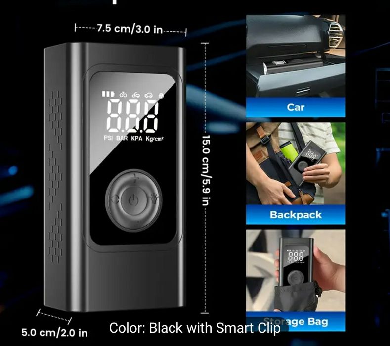 Преносим Jump Starter стартерна батерия за кола с компресор – 5 в 1