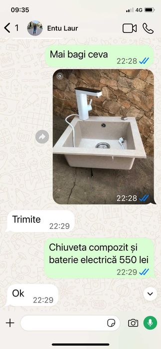 Ghiuvetă compozit si baterie electrica 550 lei.