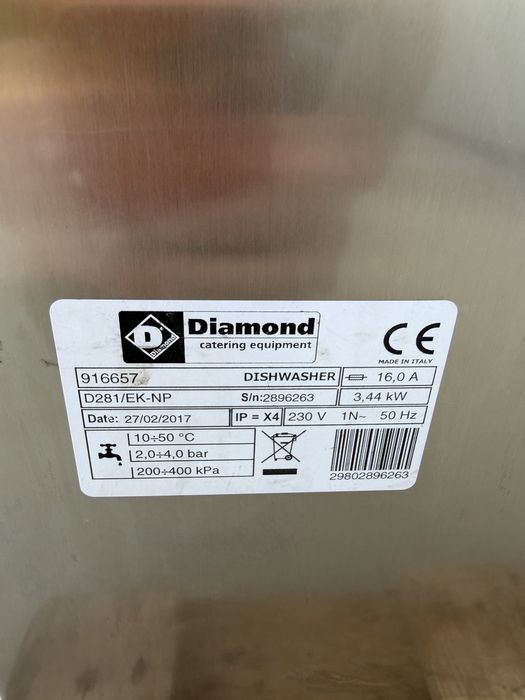 Masina PRO de spalat pahare Diamond - cos 400x400 - 230V - pompa evacuare apa - 2017