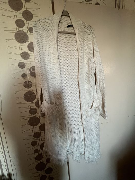 Бяла плетена жилетка REPLAY с ресни