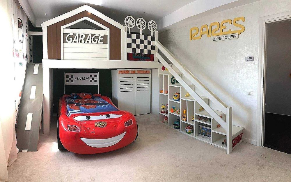 Pat copii dormitor modern Racing Fulger McQUEEN Cars Rusteze ABS
