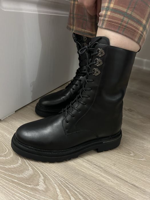 Кожаные сапоги зимние