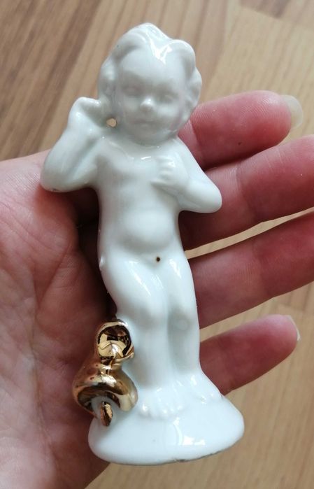 Doi ingerasi pereche ingeri bibelouri ceramica portelan bibelou