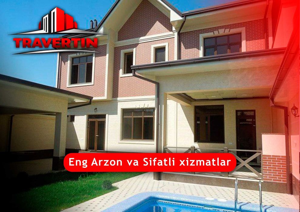 Fasad uchun travertin ishlari Toshkent