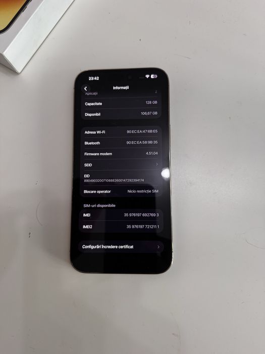Iphone 14 pro max stare baterie 100%