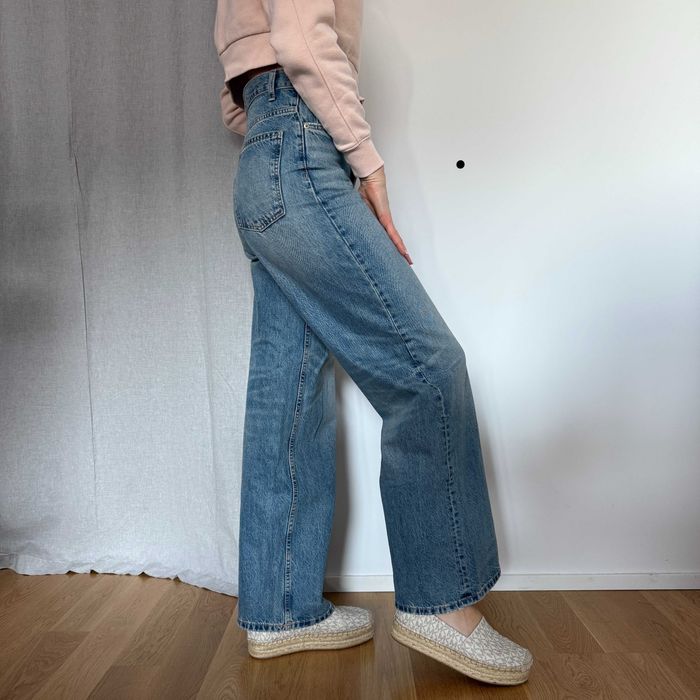 Дамски дънки Zara, размер 36, висока талия и широк крачол