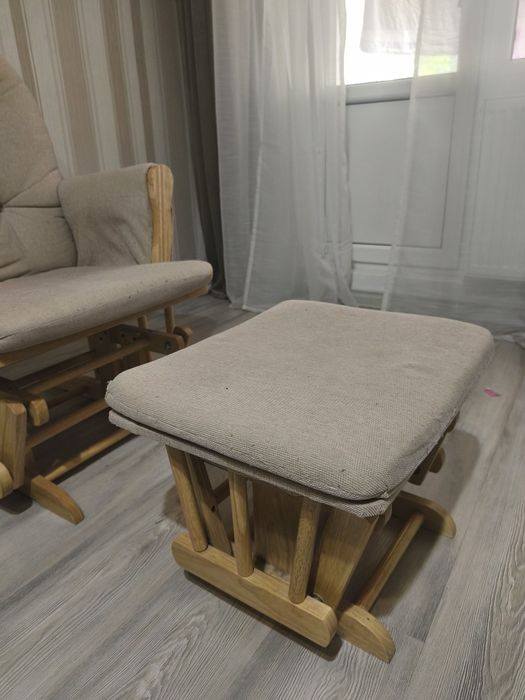 Fotoliu reglabil pentru alaptare, cu suport de picioare inclus, , Natural Beige, Onino