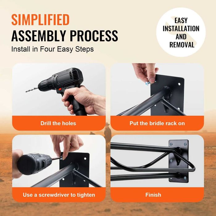 Стенна стойка за седло за кон комплект 2 бр, метална, рамо за подложка