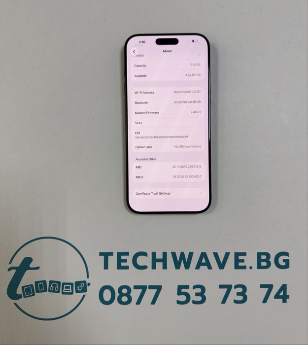 iPhone 16 Pro Max 512GB Black Titanium 100%