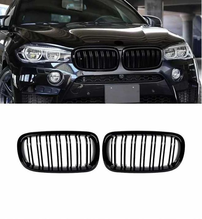 Двойни Бъбреци Решетки За BMW X5 X6 F15 F85 F16 F86 2014+ Черен Гланц Лак
