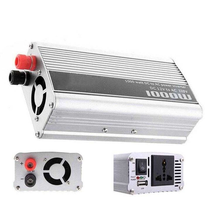 Invertor convertor 12v 220V 1000W varf 2000w inclusiv cablu bricheta
