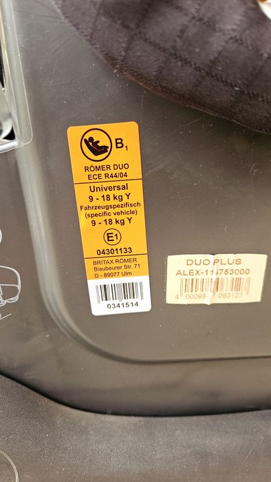 Scaun auto Britax Römer Duo Plus 9-18 Isofix kg