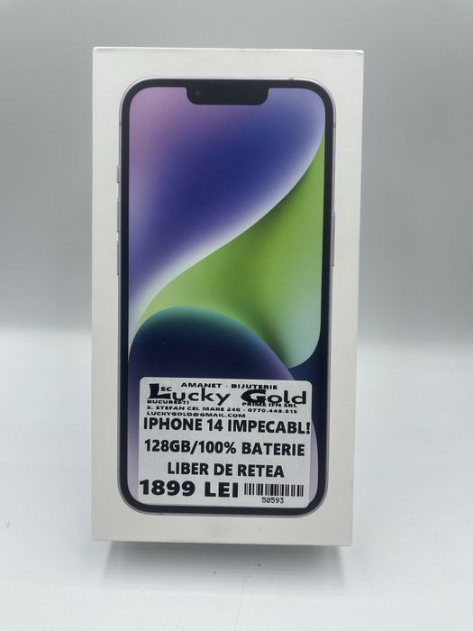 Iphone 14 Impecabil ! 128Gb/100%Baterie GARANTIE/FACTURA #50593