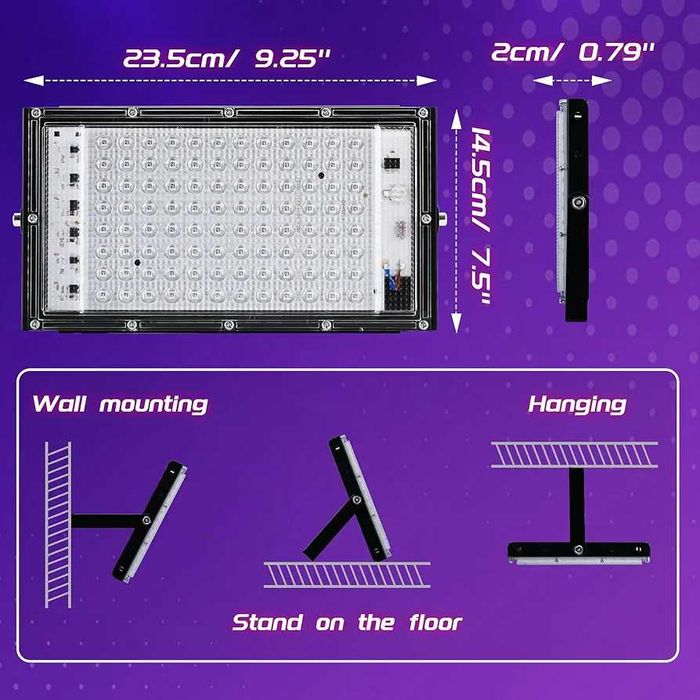 2 proiectoare UV 100 W rezistente la apa Disco/Club/party