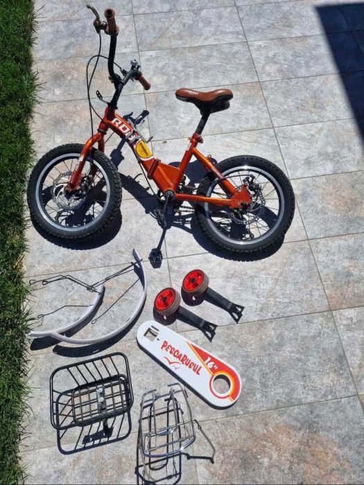Bicicleta Go Kart 16 inch RDB, pentru copii 4-6 ani, disc frana fata/spate, culoare rosu