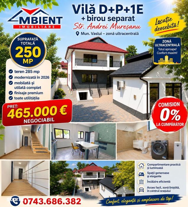 VILĂ D+P+1E, renovată și mobilată, VASLUI - zona Andrei Mureșanu;