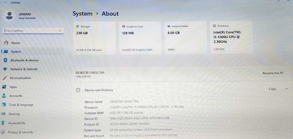 Laptop Lenovo ThinkPad T450