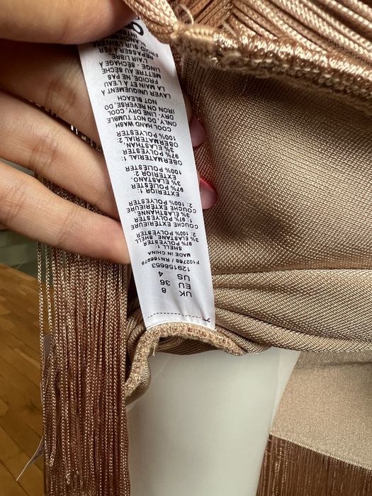 Rochie asos bandage cu franjuri roz de ocazie