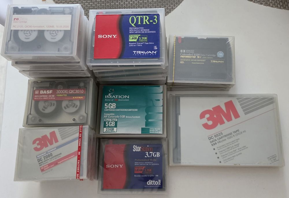 Lot Casete Backup Date Retro - QIC / Travan (HP, Sony, 3M, BASF) Noi și Folosite