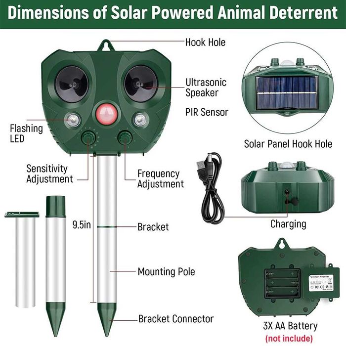 Ультразвуковой отпугиватель птиц, животных на солнечных батареях