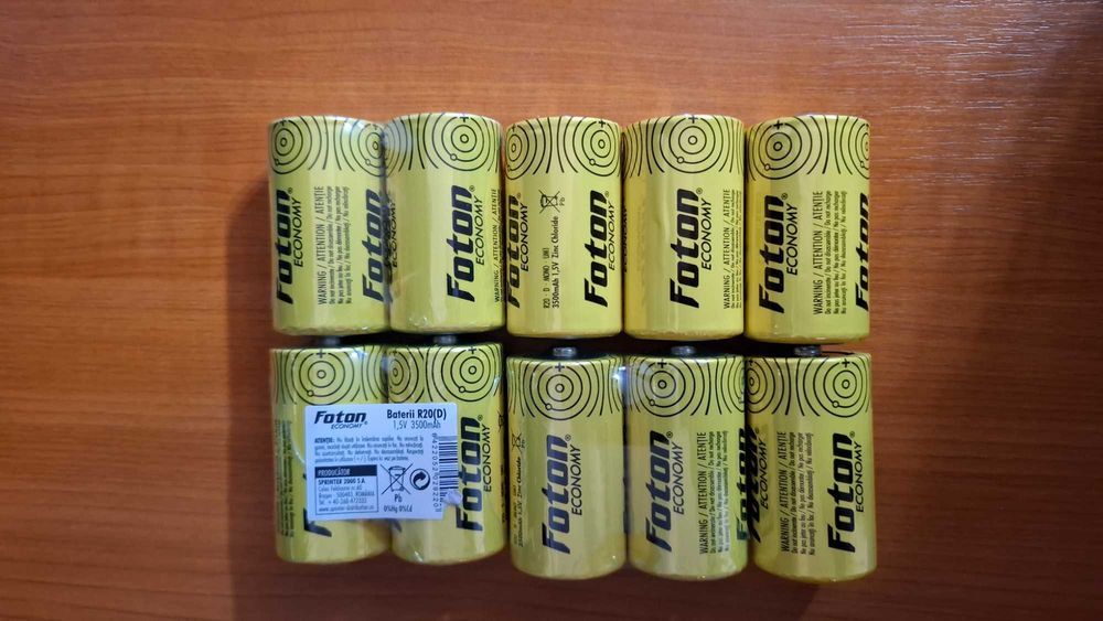 Set 10 Baterii R20 (D) 1,5V 3500mAh