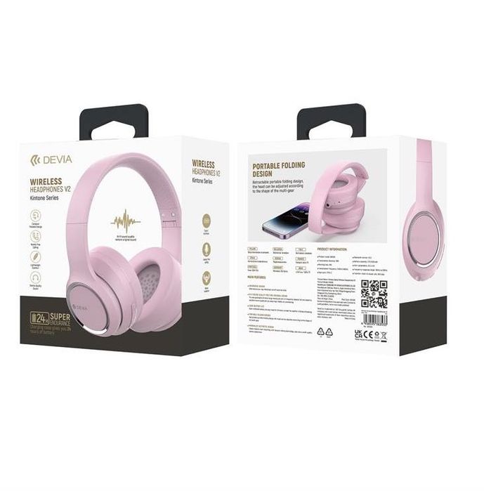 Casti Wireless Bluetooth Devia On-Ear Kintone Roz