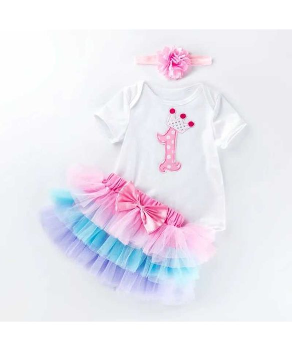 Set aniversar fetita 1 an  format din body  , fusta si bentita