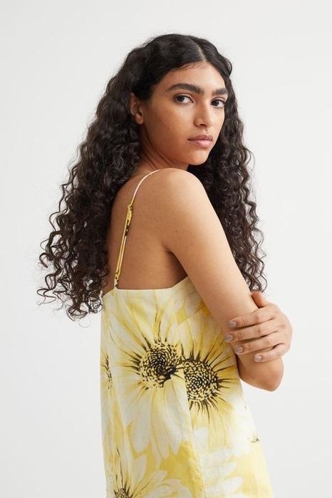 Льняное хлопковое платье сарафанн h&m