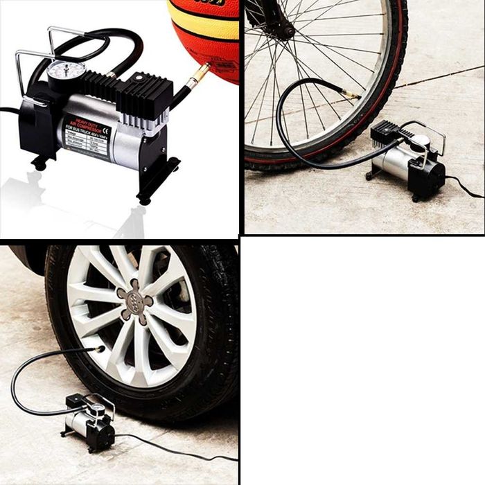 Компресор за въздух с вграден манометър за помпане на гуми