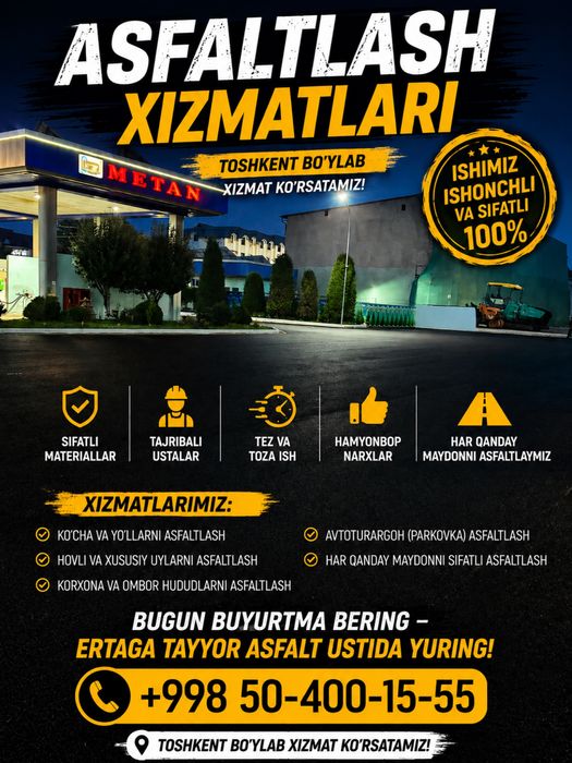 Toshkent buylab xizmat korsatamz ishimiz sifatli va hamyonbop