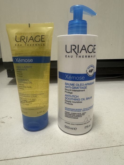 Uriage-soothing oil balm+cleansing soothing oil